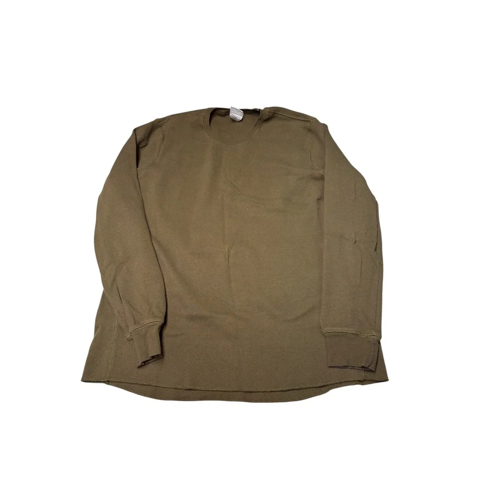 The North Face Mens XL Olive Green Waffle Knit Thermal Long Sleeve Shirt A5A8F